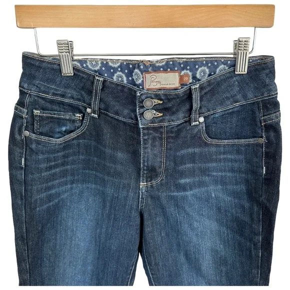 Paige Hidden Hills Premium Capri Double Button Dark Wash Crop Jeans Size 29 - Picture 2 of 15